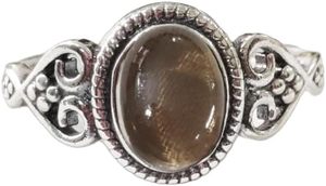 Anillo de Mujer con Cuarzo Ahumado Natural, Piedra de Nacimiento de Abril, Anillo Bohemio Navideño, Joyería Hecha a Mano, Anillo de Plata de Ley 925 - Product Image 3