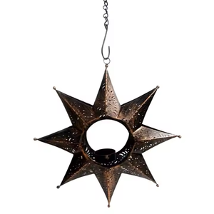 Lanterne bougeoir en forme d'étoile en fer décoratif pour la maison à vendre fabricant d'articles d'éclairage par decor impex - Product Image 1