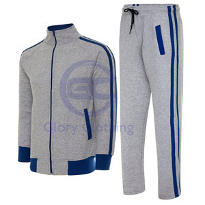 Venta al por mayor Hombres Chándales 2 piezas Set Running Jogging Full Zip Sweat Suit Sports Set Gris Azul Chándal - Product Image 1