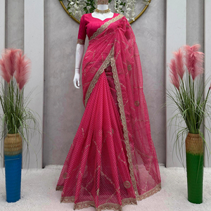 Tibby soie impression numérique Saree avec codage et fil de travail dentelle Mono Benglori Blouse Designer vêtements ethniques - Product Image 1