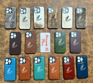 Fundas de teléfono de cuero auténtico con patrón elegante, fundas de teléfono de alta calidad de lujo Vintage personalizadas, fundas para móviles 15 Pro - Product Image 1