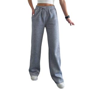 2023 OEM personnalisé nouveau décontracté français éponge femmes ample surdimensionné jambe droite survêtement pantalon gris clair été cordon ODM - Product Image 3