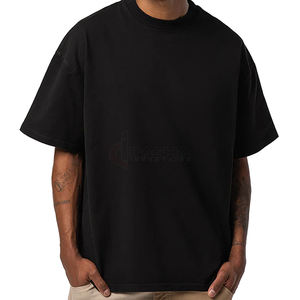 T-shirt ample surdimensionné noir personnalisé en gros pour hommes, coton de haute qualité, streetwear, design à épaules tombantes - Product Image 4