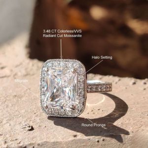 ชุดรัศมีเจิดจรัสเพชรชุดปูเดี่ยวสำหรับ925แต่งงานแหวนเจ้าสาวเงินสเตอร์ลิงสำหรับผู้หญิง - Product Image 6