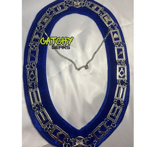 Collier de chaîne de loge bleu maçonnique maître maçon avec paillettes techniques de placage de matériau métallique - Product Image 5