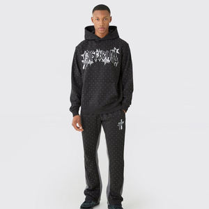 2025 hommes hiver formation et Jogging porter ensemble solide motif à capuche et pantalons de survêtement avec pantalon Cargo 100% coton survêtements - Product Image 1