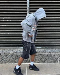 Double Hood Hoodie Custom Logo Embroidered Double Hood Double Layer Pullover with Full Zip Plus Size <b>Balaclava</b> Hoodie - Product Image 5