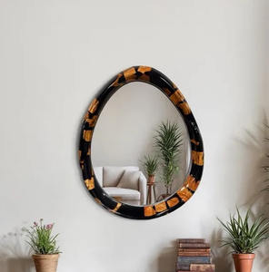 Marco de Espejo de Pared Decorativo de Madera y Resina de Marca Privada para Dormitorio, Decoración de Pared, Espacio Interior con Reflejo Elegante - Product Image 3