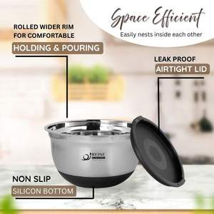 Factory Wholesale Prices Stainless Steel Metal Nesting Storage German Mixing <b>Bowls</b> with Airtight Lids for Mixing and Serving - Product Image 2