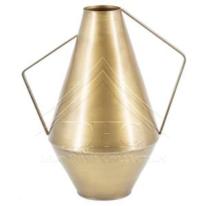 แจกันโลหะทองเหลืองโบราณสไตล์โมเดิร์น แจกันทรงกลมสำหรับดอกไม้ แจกันเหล็กสีทองหรูหราสำหรับตกแต่งบ้าน โรงแรม งานแต่งงาน - Product Image 2