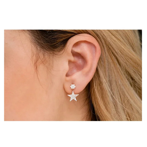 Boucles d'oreilles pendantes en or rose 14K VVS Moissanite avec diamant design étoile personnalisé Boucles d'oreilles hip-hop glacées pour femmes - Product Image 4