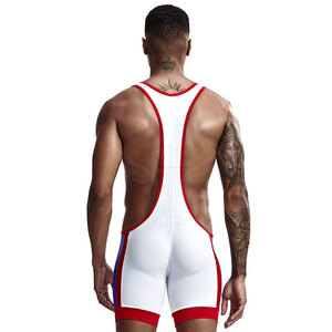 Maillots de lutte sportifs tricotés haut de gamme 100 % polyester personnalisables, tissu extensible léger, séchage rapide, coupe confortable - Product Image 3