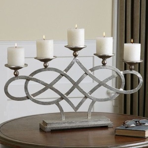 Candelabros Plateados para Velas Cónicas, Decorativos para Bodas, Cenas y Fiestas, Portavelas de Metal - Product Image 1