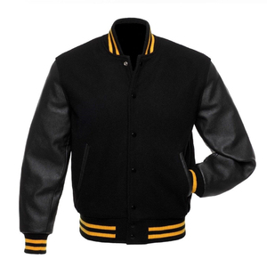 Varsity เสื้อแจ็คเก็ต,เสื้อแจ็กเก็ตเลตเตอร์แมนเสื้อแจ็กเก็ตเบสบอลเปิดไหล่แขนหนังแท้ผลิตจากปากีสถาน - Product Image 2