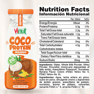 Proteína de coco Leche Mango 280ml Fabricación de Vietnam | 20g de proteína Precio al por mayor Muestra gratis Etiqueta privada OEMODM - Product Image 2