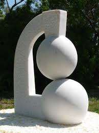 Sculpture de jardin extérieure moderne, décoration paysagère personnalisée en pierre de grès de Gwalior polie, découpée sur mesure - Product Image 5