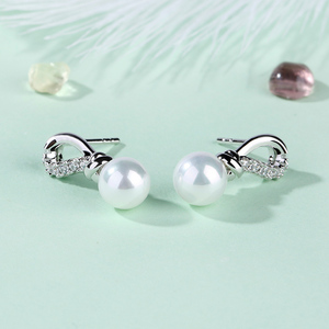 Boucles d'oreilles Jeulia en argent sterling avec perles de culture en forme de nœud - Product Image 6
