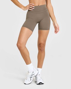 Short unifié marron mousse de haute qualité pour femmes Short femme taille haute ceinture compressive Short d'entraînement anti-transpiration - Product Image 1