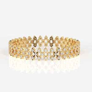 Brazalete de Oro de 9K con Diamante Moissanite de Corte Redondo, Colección de Pulseras y Brazaletes Elegantes - Product Image 2