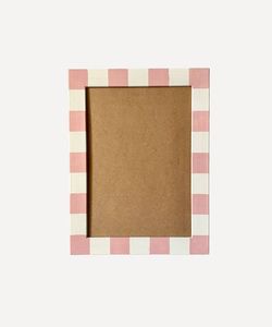 Cadre photo en bois bleu et blanc à motifs chevron, incrusté de os, fait à la main, moderne, rectangulaire, artistique, décoratif pour table - Product Image 3