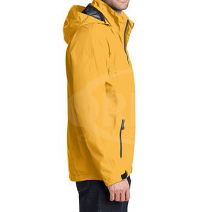 Chaqueta con capucha para trabajo al aire libre con logotipo personalizado, chaqueta de hombre de manga larga a prueba de viento impermeable con contraste de color y cremallera completa blanda - Product Image 5