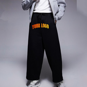 กางเกงผู้ชายผ้าฝ้ายเฮฟวี่เวท100% OEM/ODM ออกแบบได้ตามต้องการพร้อมเอวยางยืดพิมพ์โลโก้ทรงแบ็กกี้ไซส์ใหญ่พิเศษ - Product Image 1