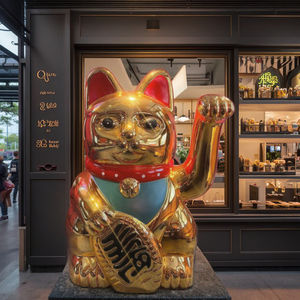 Escultura de gato de la fortuna de la suerte de 2m de altura, estatua de Animal de resina de fibra de vidrio FRP para decoración de entrada de Hotel/CENTRO COMERCIAL - Product Image 6