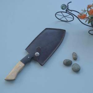 Couteau de couperet à viande à lame en acier inoxydable durable professionnel conception pleine soie manche en bois antidérapant ambidextre passe au lave-vaisselle - Product Image 6