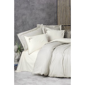 Cotton Box Elite Satin Double Duvet Cover <b>Set</b> Teresa Beige-Queen King Twin Sizes Woven <b>Comforter</b> for Home Hotel Wedding Use - Product Image 1