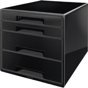 Leitz CUBE Desktop & <b>Drawer</b> Organizer with 4 Black <b>Drawers</b> DIN A4 Polystyrene Housing Color Black - Product Image 2