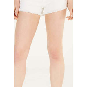 Shorts in denim da donna a vita alta rosa stile celebrità, taglia 15, bianchi, effetto distressed vintage, con bottoni, taglie forti, con strass - Product Image 3