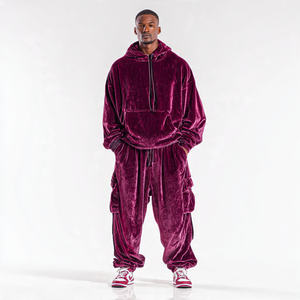 Conjunto Deportivo de Invierno 2 en 1 para Hombre, Sudadera Holgada Informal con Capucha y Pantalones Deportivos de Pierna Ancha, Grueso, Transpirable y Resistente al Viento - Product Image 4