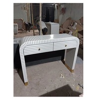 Table de salon moderne en bois avec incrustation d'os, écologique, faite à la main FAIZA CRAFT avec 4, 6 ou 9 tiroirs, artisanat naturel