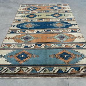 Alfombra de 5.4x8.3 pies, Alfombra Turca Vintage Grande, Alfombra de Lana Azul - Product Image 1