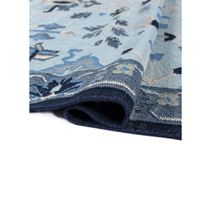Tapis en laine bleue bédouine, tissage plat, jacquard, à poils coupés, PVC, pour extérieur, maison, exercice et prière, lavable - Adwl-23008 - Product Image 2