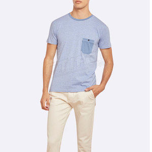 T-shirt à garniture contrastée en coton grande taille de bonne qualité T-shirt à garniture contrastée quantité minimale de commande bas Nouveau design - Product Image 4