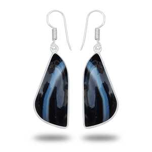 Wholesale Women's Earring botswana agate earring Gemstone Birthstone Christmas Handmade Jewelry Silver plated brass Earring - Product Image 6