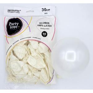 Palloncini in Lattice Decolatex Party Love 30cm Bianchi Biodegradabili Confezione da 50 Pezzi - Product Image 1