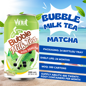 Matcha Bubble Milk Tea Can 330ml Venta caliente VINUT Vietnam Fabricación-OEM ODM Personalizable Venta al por mayor Bebida Muestra gratis - Product Image 3