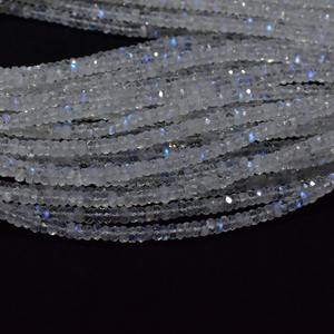 Perles de pierre de lune blanche Mehrajudin Gems, facettées et rondelées, de la région du Rajasthan, certifiées par un tiers - Product Image 3