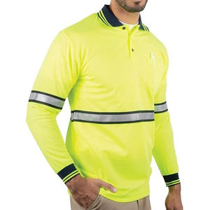 High Quality Reflective Long Sleeves Polo Shirt for Men's Construction Workers OEM Custom Logo <b>Safety</b> T-Shirts - Product Image 4
