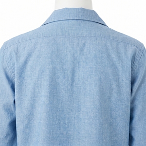 Chemise décontractée d'été pour homme, 100 % coton uni, col rabattu, manches longues, fabrication OEM ODM, vente en gros, logo personnalisé - Product Image 2