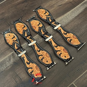 Diseño de lujo personalizado correa de cuero mecanizada a mano correas de reloj de cuero genuino Vintage para hombres y mujeres correas de reloj de liberación rápida - Product Image 1