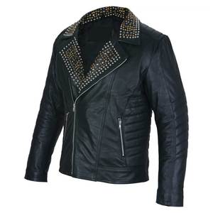 Chaqueta de moda para mujer, cortavientos, de cuero y lona, transpirable, ecológica, sólida, para otoño e invierno, con remaches, rellena de algodón, de punto, de alta calidad. - Product Image 2