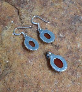 Cornaline pierres précieuses pour femmes argent Boho Style boucles d'oreilles pendentif ensemble bijoux 925 en argent Sterling tendance boucles d'oreilles faites à la main - Product Image 3