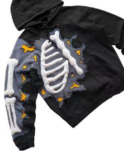 ผู้ผลิตเสื้อผ้า เสื้อฮู้ดดี้สตรีทแวร์แบบยูนิเซ็กซ์ พิมพ์ลายนูน 3 มิติ เนื้อผ้าหนา ทรงโอเวอร์ไซส์ ระบายอากาศได้ดี - Product Image 3