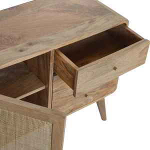 Aparador de ratán de madera maciza moderno, tres cajones, elegantes patas cónicas para entrada de granja, muebles escolares, almacenamiento para sala de estar - Product Image 5