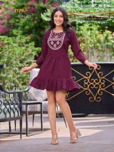 Rayón arrugado con trabajo de bordado Kurtis para venta en línea - Product Image 4