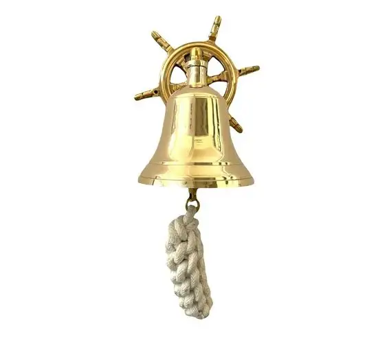 Elegant Solid Brass Ship Bell Nautical For Wall Hanging school college Home Decor Vintage style in Polished Brass Finished
