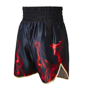 Best Selling Martial Arts Wear <b>Men</b> <b>Black</b> Flame Printed Boxing <b>Shorts</b> With Embroidered Logo for Sale Boxing <b>Shorts</b> - Product Image 4